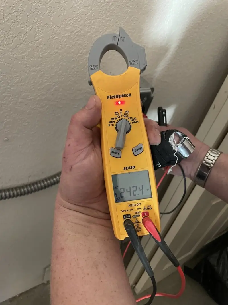 Voltage testing with clamp meter during Generator Installation in Corte Madera